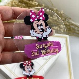 Uv Printed Acrylic Minnie Mouse Magnet Minnie Mouse 1st Birthday Gift