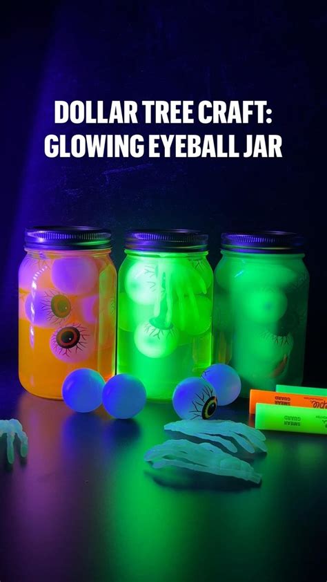 Glowing Eyeball Jar Dollar Tree Halloween Craft Diy Halloween