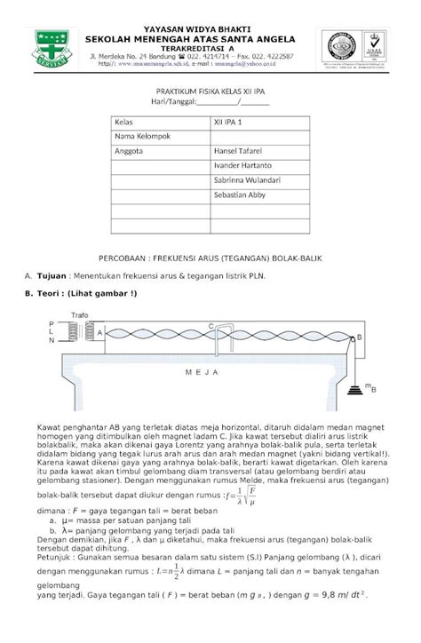 Docx Laporan Praktikum Fisika Frekuensi Listrik Dokumen Tips