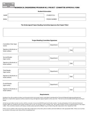 Fillable Online BME Project Report Approval Formpdf Fax Email Print