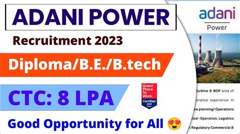 Adani Power Recruitment Diploma Be B Tech Fresher Adani Group