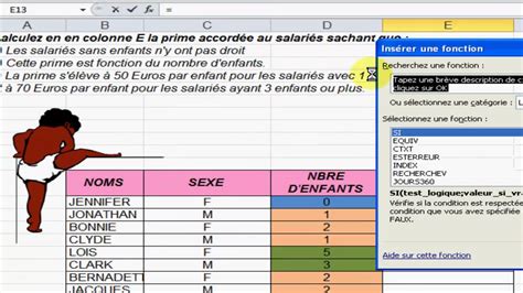 Excel Exercice Fonction SI F M YouTube