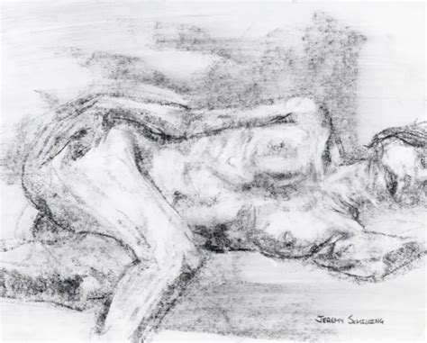 Female Nude Figure Original Graphite Drawing Naked Woman Pencil Artwork