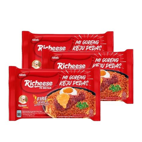 Jual Nabati Richeese Mi Goreng Keju Mie Ramen Extra Hot Isi 5 Pcs