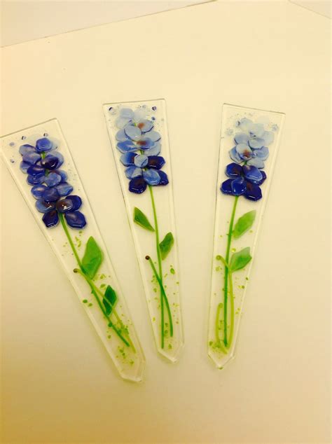 Fused Glass Plant Stakes And Garden Stakes Blue Bonnet Etsy