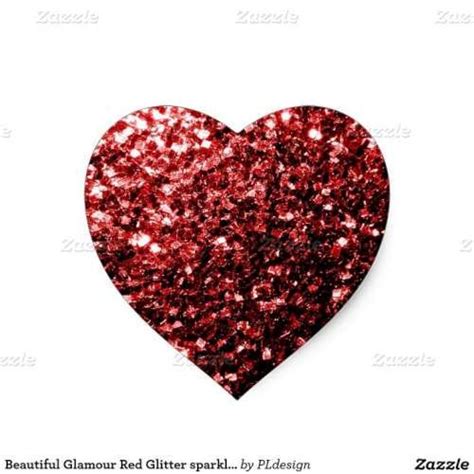 Dark Red Faux Glitter Sparkles Glamour Heart Sticker Zazzle Pink