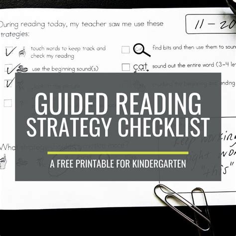 Free Guided Reading Strategy Checklist For Kindergarten Kindergartenworks