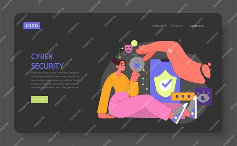 Premium Vector Cyber Security Concept Woman Confidently Interacts