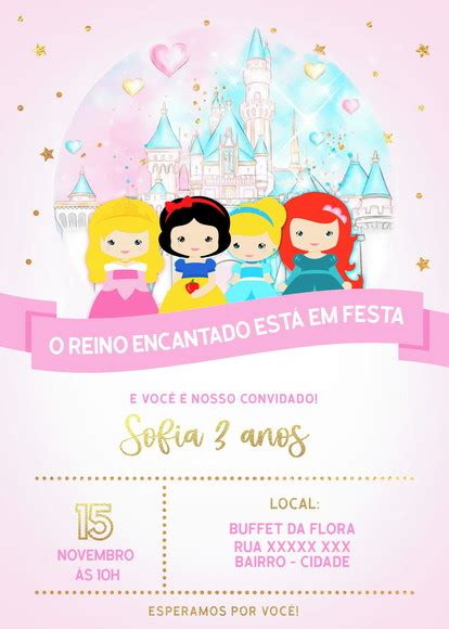 Convite Digital Princesas Disney No Elo Mimos E Artes Bh Ae Af