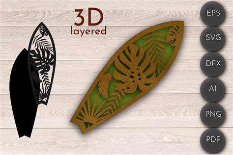 3d Layered Svg Leaves Decor Laser Cut Graphic By Datsencreate