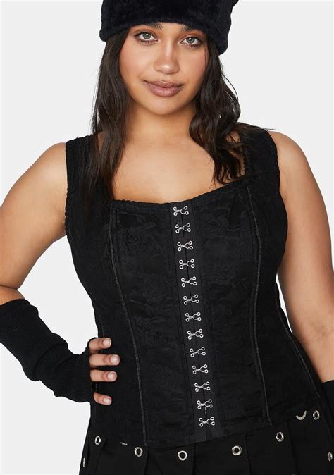 Plus Size Tripp Nyc Hook Eye Corset Top Black Dolls Kill