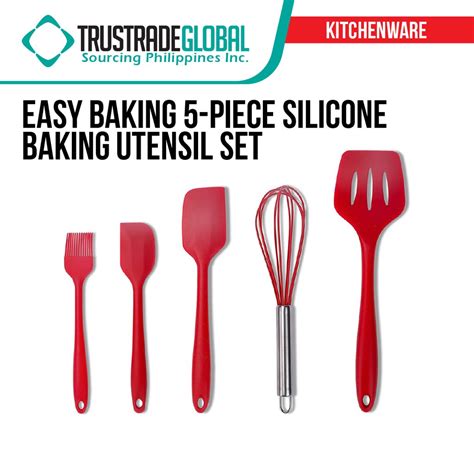 Five 5 Piece Silicone Baking Utensils Setheat Resistant And Non Stick