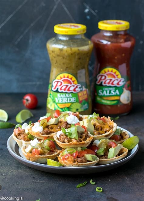 Crunchy Taco Cups With Tortillas Turkey And Pace® Salsa Verde Cooking Lsl