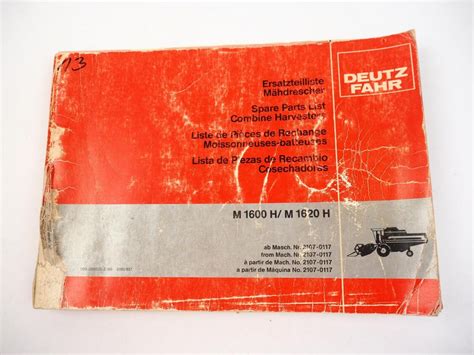 Deutz Fahr M H M Hdrescher Ersatzteilliste Spare Parts List