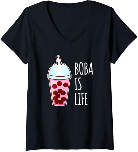 Amazon Womens Kawaii Boba Tea Shirt Bubble Milk Tea Gift V Neck