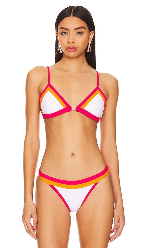 Milly Cabana Amalfi Color Block Bikini Top In Pink Multi Revolve