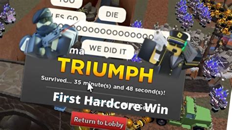 First Hardcore Win TDS Roblox YouTube