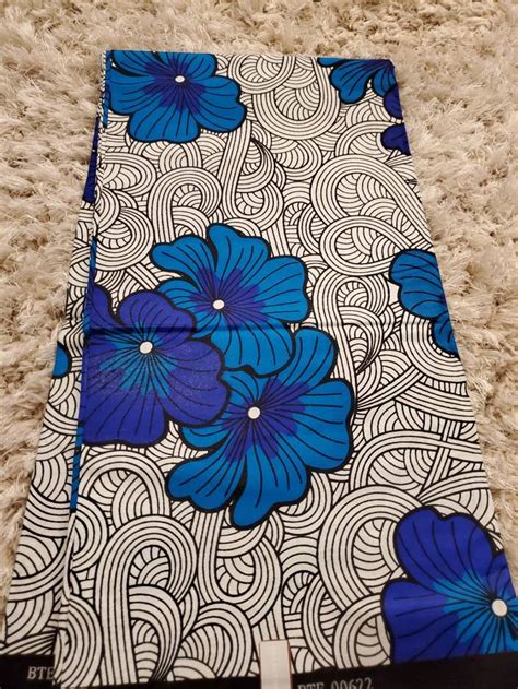 White And Blue African Fabric Ankara Fabric African Etsy