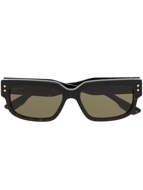 Gucci Eyewear Tortoiseshell Effect Square Frame Sunglasses Farfetch