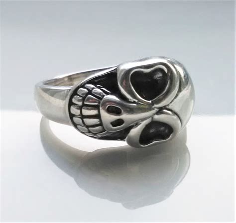 Design Ring Silber Memento Mori Sch Del Grinsender Totenkopf