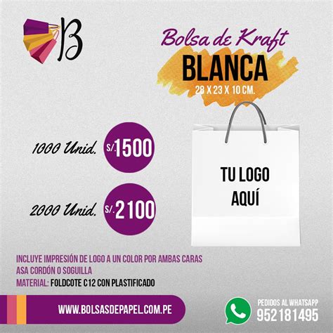 Bolsa Kraft Blanca Bolsipel