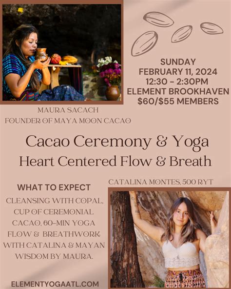 Cacao Ceremony And Heart Centered Yoga Flow And Breath Element Yoga