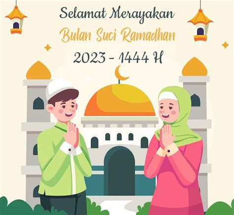 Kartu Ucapan Selamat Bulan Suci Ramadhan Poster Sambutan Kartun