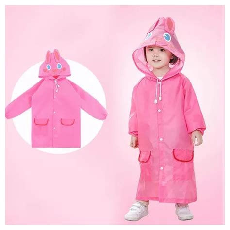 Ripley Poncho Impermeable Con Gorro Para Lluvia Infantil Rosado