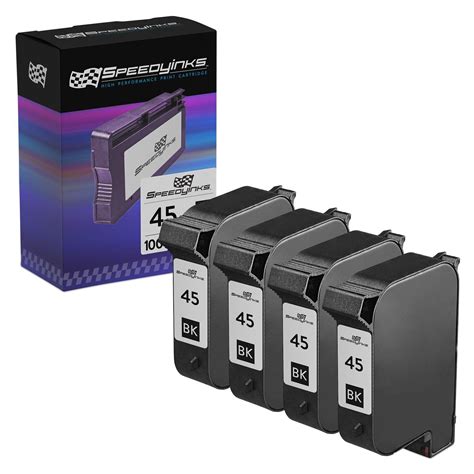 Used Speedyinks 4pk Replacement For Hp 45 51645a Black Ink Cartridge