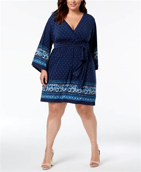 Michael Kors Plus Size Printed Faux Wrap Dress Macys