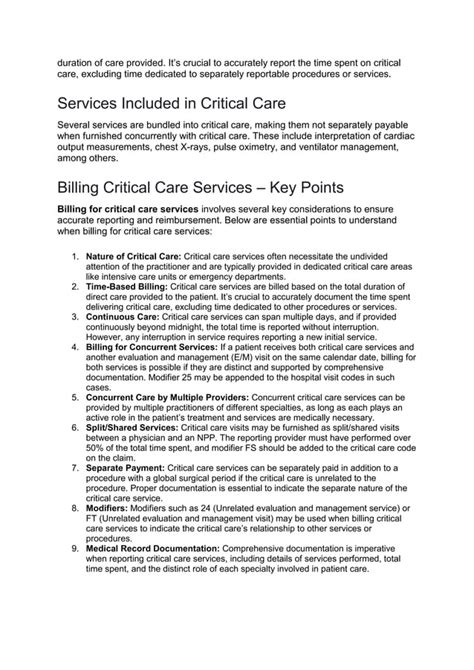 Expert Guidance On Critical Care Billing Services And Cpt Codepdf