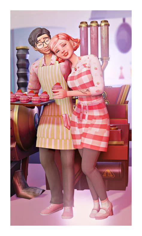 Strawberry Cupcake Aprons🧁🍓 Mosneakers Sims 4 Dresses Sims 4