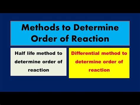 Method To Determine Order Of Reaction Differential Half Life Method To