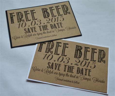 Free Beer Save The Date Cards Funny Kraft Rustic Save The Date Cards