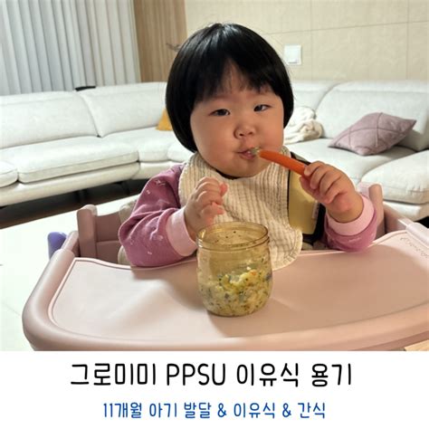 11개월 아기 발달 이유식 간식 밀폐력 좋은 그로미미 Ppsu 용기 네이버 블로그