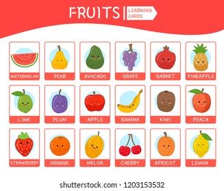 Flashcards En Espa Ol Con Lindos Frutos Vector De Stock Libre De