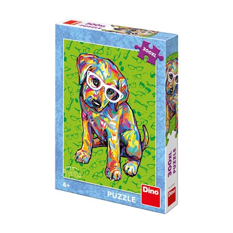 Puzzle Pièces XXL Puppy with Glasses Dino 47220 300 pièces Puzzles