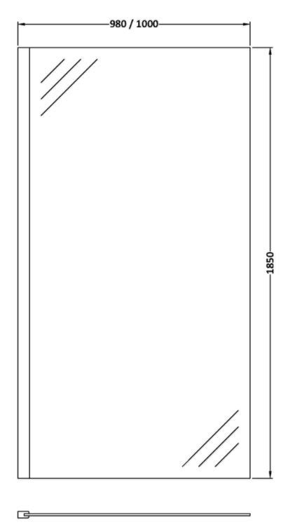 Nova 1700 X 800 Wet Room 1000mm Screen Return Panel Tray