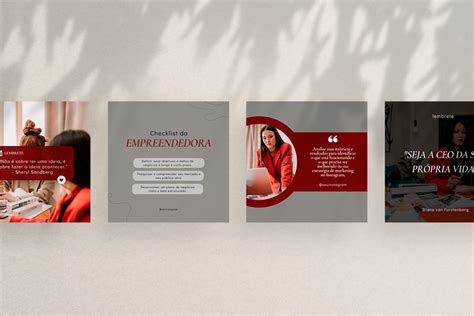 Pack Canva Template Vermelho Posts Edit Veis