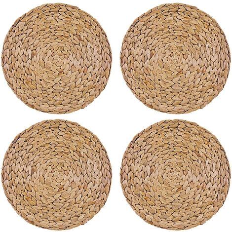 Lot de 4 sets de table ronds tissés en jacinthe d eau 30cm 11