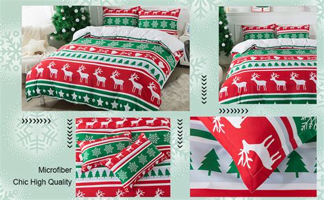 Qjmiaofang Christmas Bedding Queen Christmas Duvet Cover Set Christmas