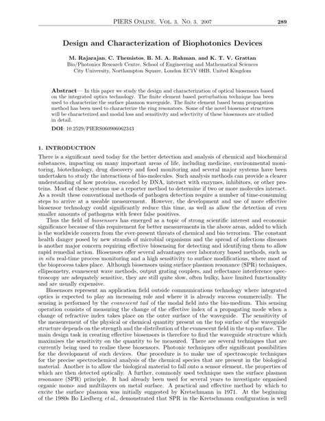 (PDF) Design and Characterization of Biophotonics Devices