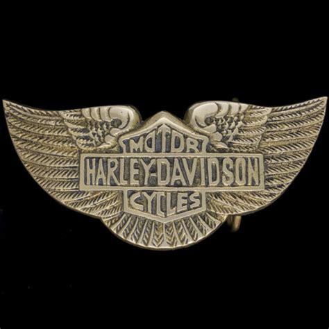 Vintage S Nos Harley Davidson Wings Bar Shield Biker Chopper Brass