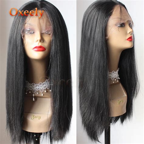 Oxeely Synthetic Lace Front Wig Yaki Straight Wig With Baby Hair Heat