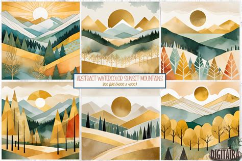 Abstract Watercolor Mountains Landscape Graphic by Digitaira · Creative ...