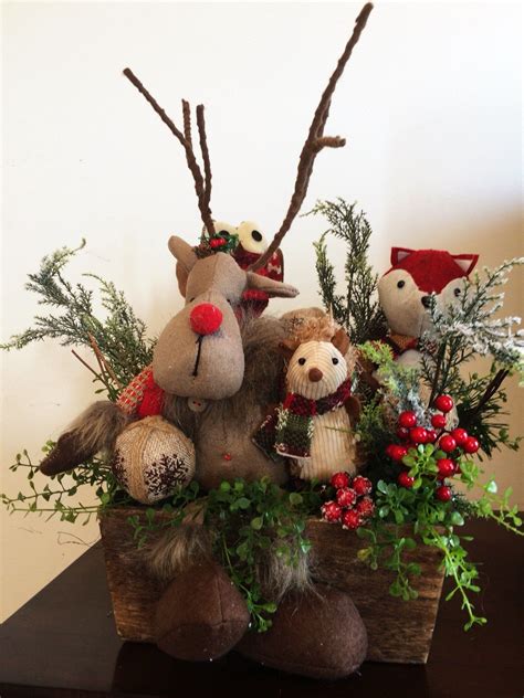 Christmas Reindeer Centerpiece Woodland Christmas Centerpiece Rustic