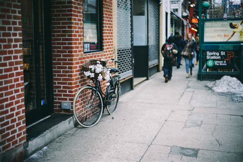 Bicycle Bike Colorful Lock Sidewalk Street Wallpaper