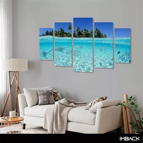 Cuadro Moderno Decorativo Madera Foto Peces Mar Oceano Hd