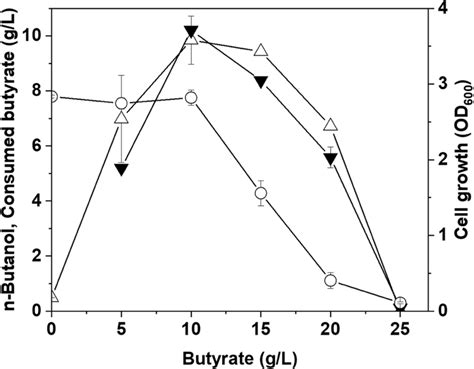 Effect Of Butyric Acid Concentration On N Butanol Production Symbols