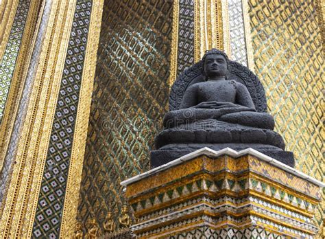 A Black Buddha Statue In The Court Of The Grand Palace Bangkok